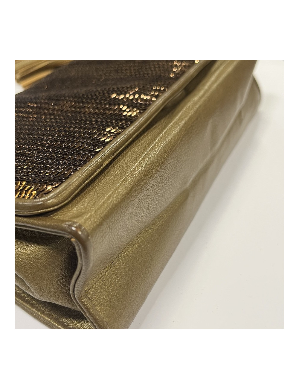 CHANEL evening clutch in golden brown moire sequins