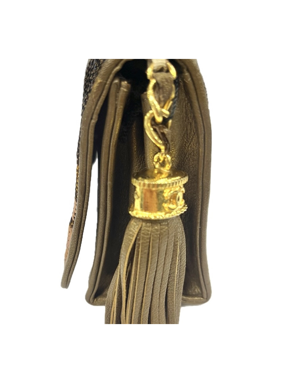 CHANEL evening clutch in golden brown moire sequins