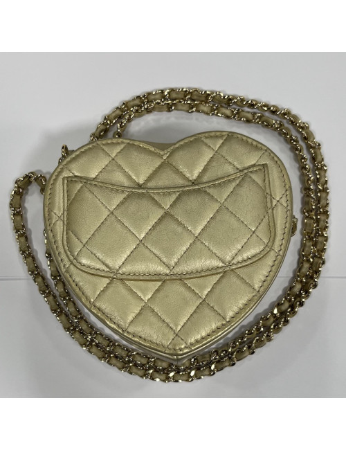 Mini sac coeur CHANEL doré