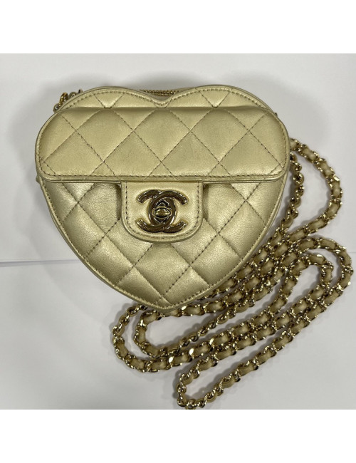Mini sac coeur CHANEL doré
