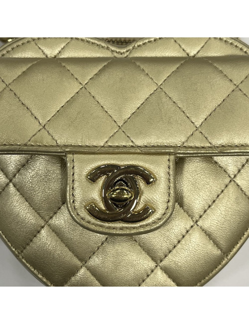 Mini sac coeur CHANEL doré