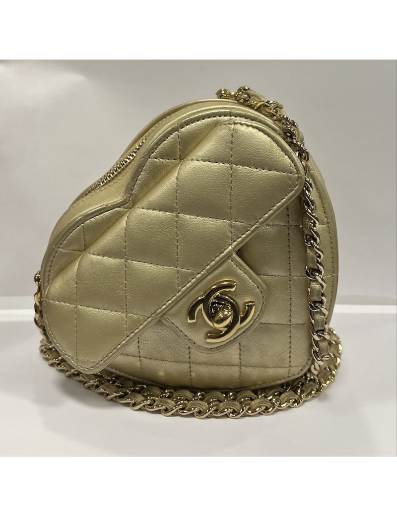 Mini sac coeur CHANEL doré