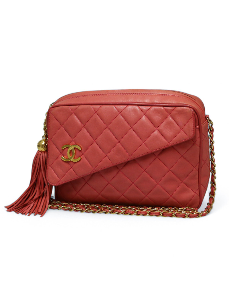 Sac Caméra CHANEL rose cuir d'agneau