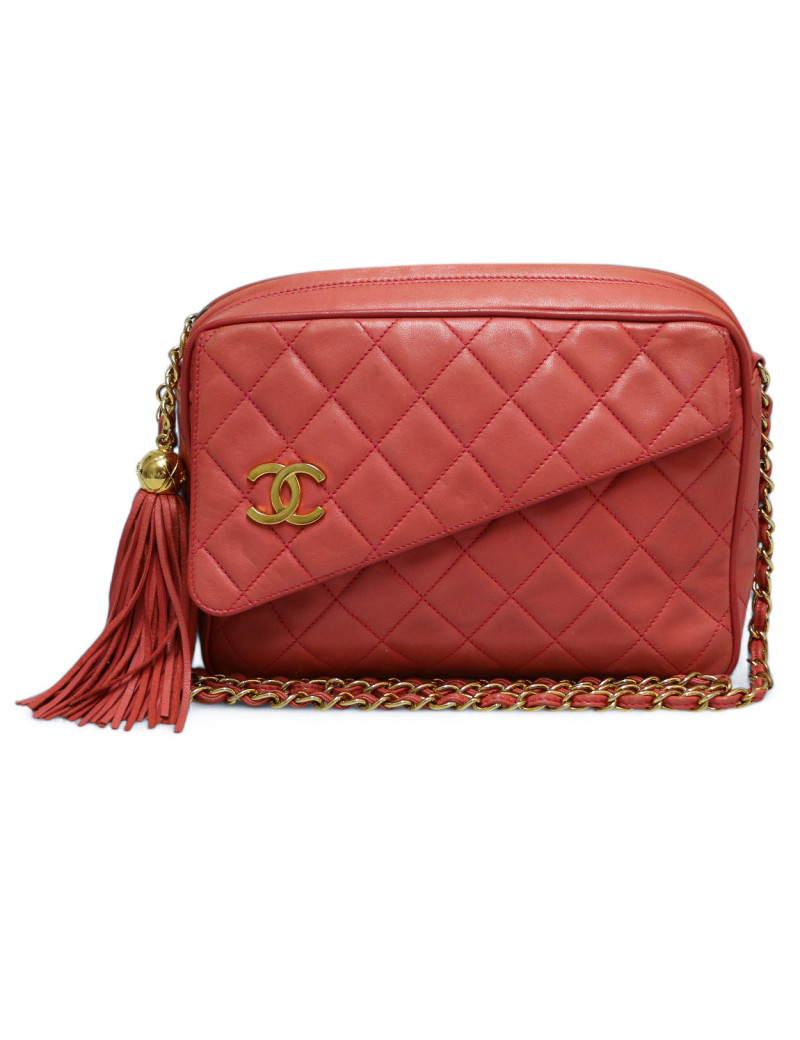 Sac Caméra CHANEL rose cuir d'agneau