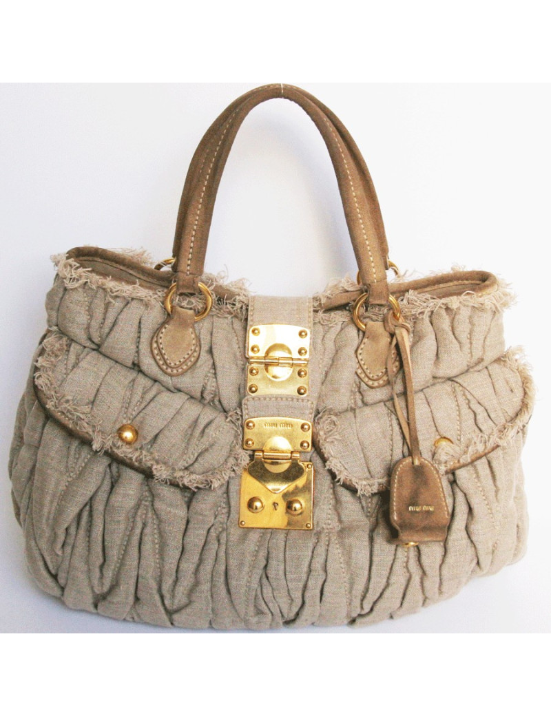 Sac JIMMY CHOO en lin beige GM