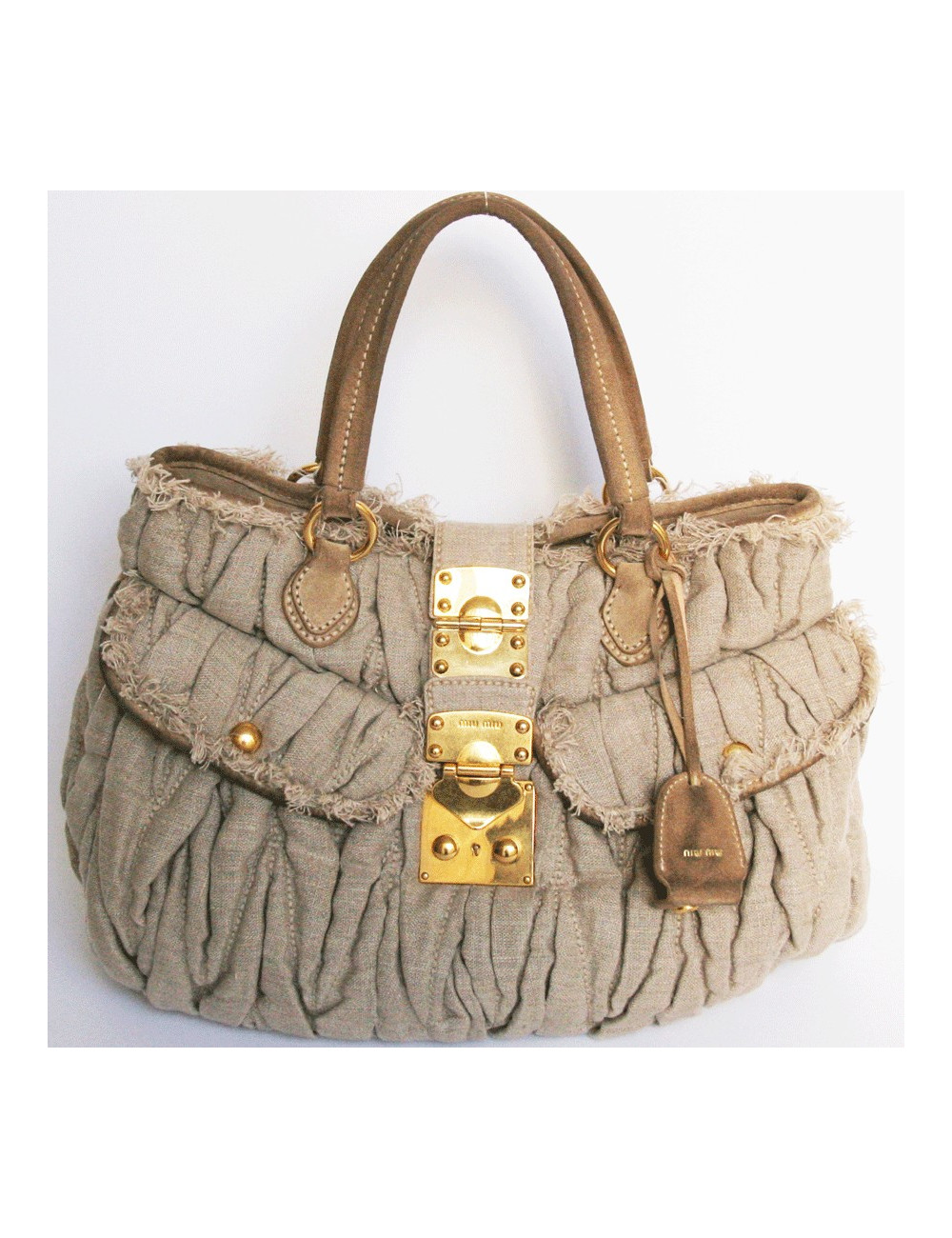 Sac MIU MIU en lin beige GM