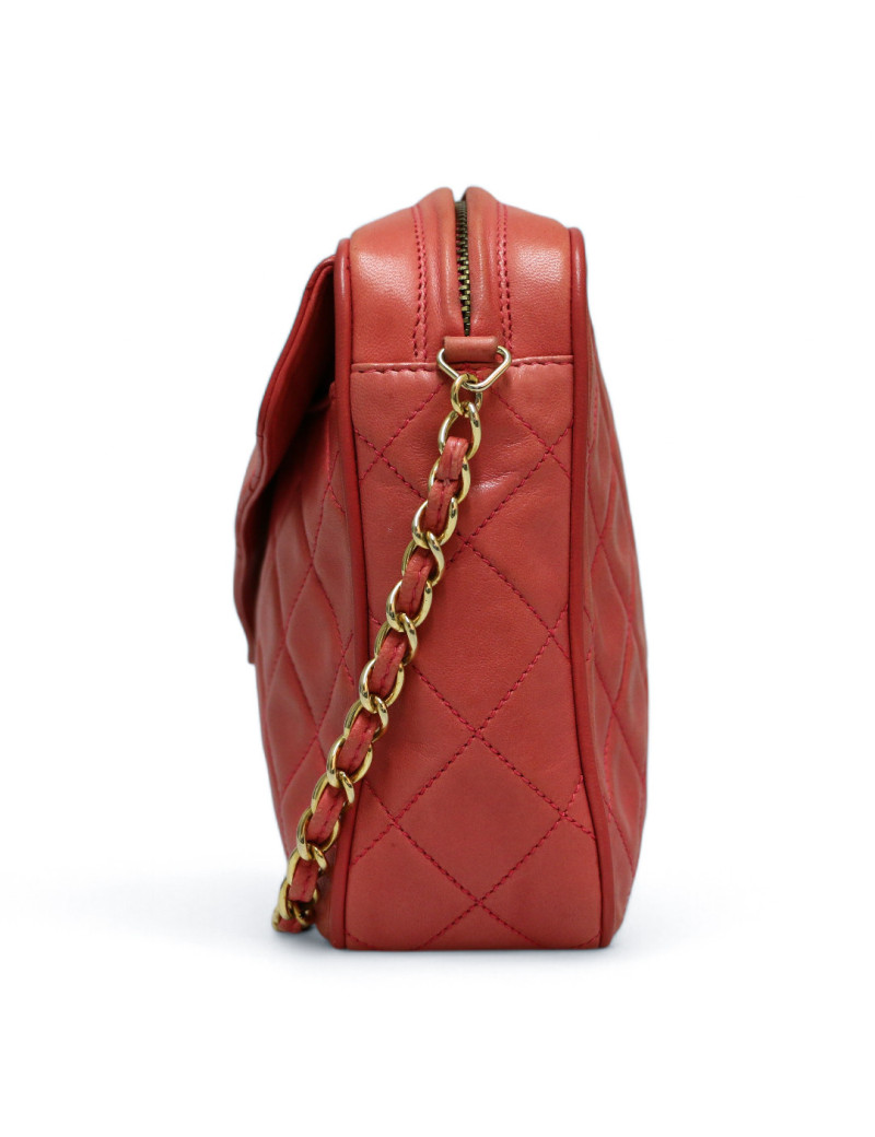 Sac Caméra CHANEL rose cuir d'agneau