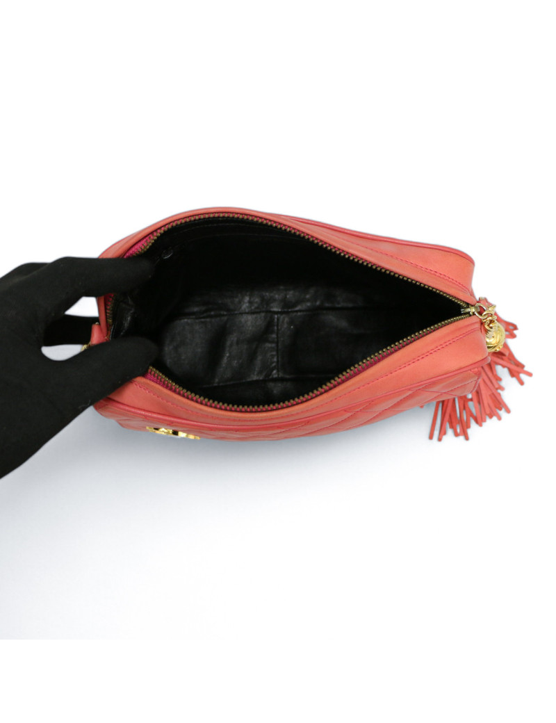 Sac Caméra CHANEL rose cuir d'agneau