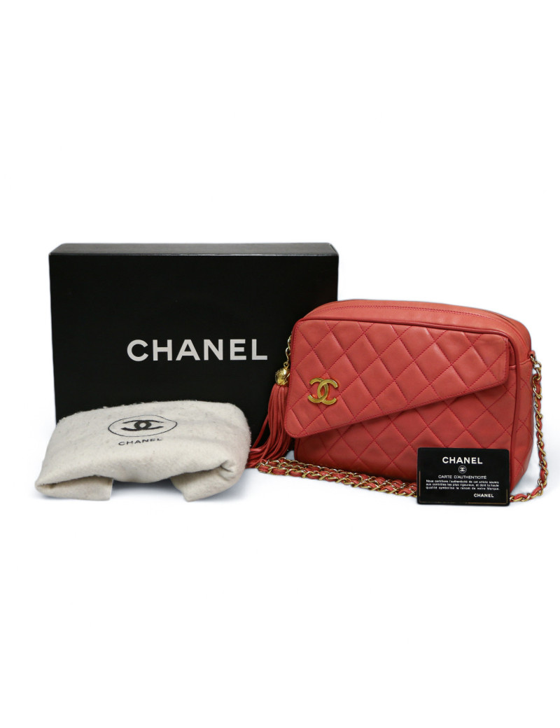 Sac Caméra CHANEL rose cuir d'agneau