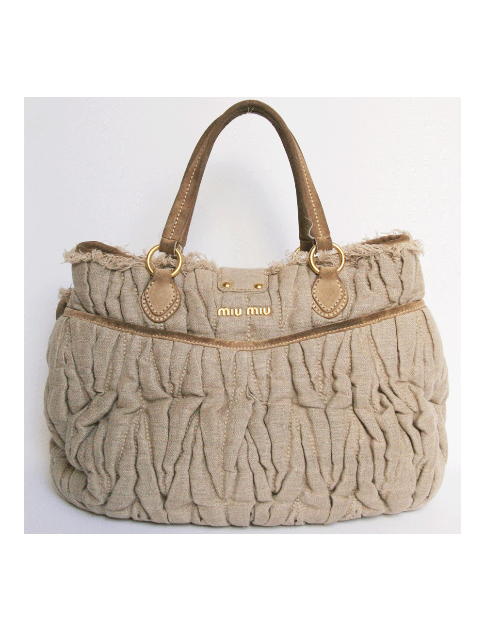 Sac MIU MIU en lin beige GM