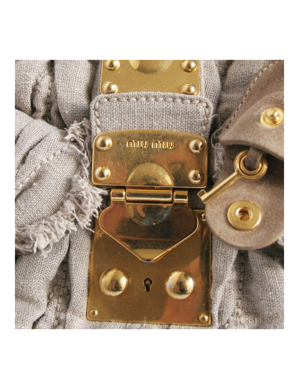 Sac MIU MIU en lin beige GM