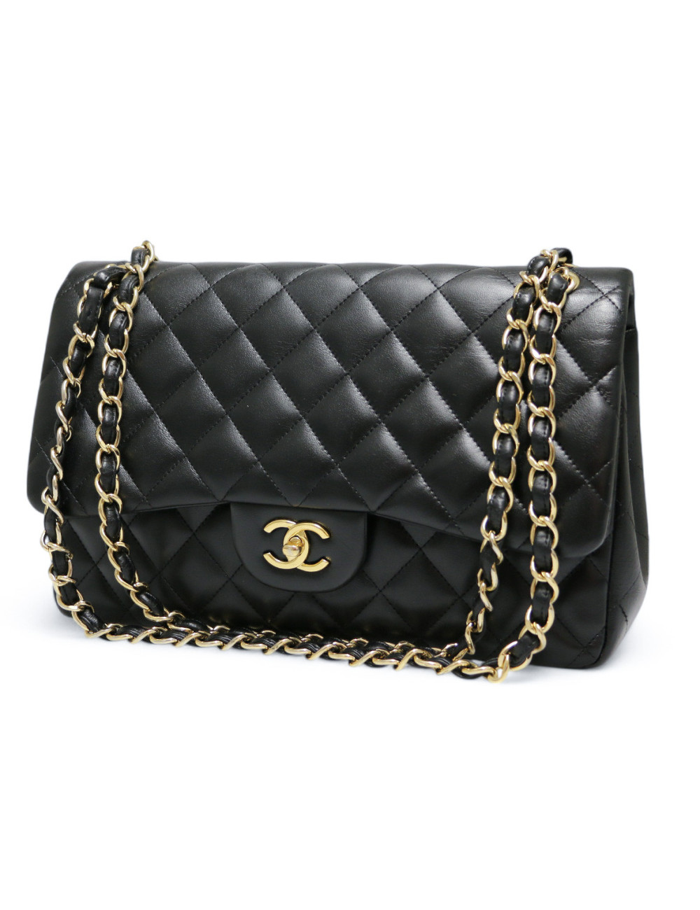 Jumbo CHANEL cuir lisse noir