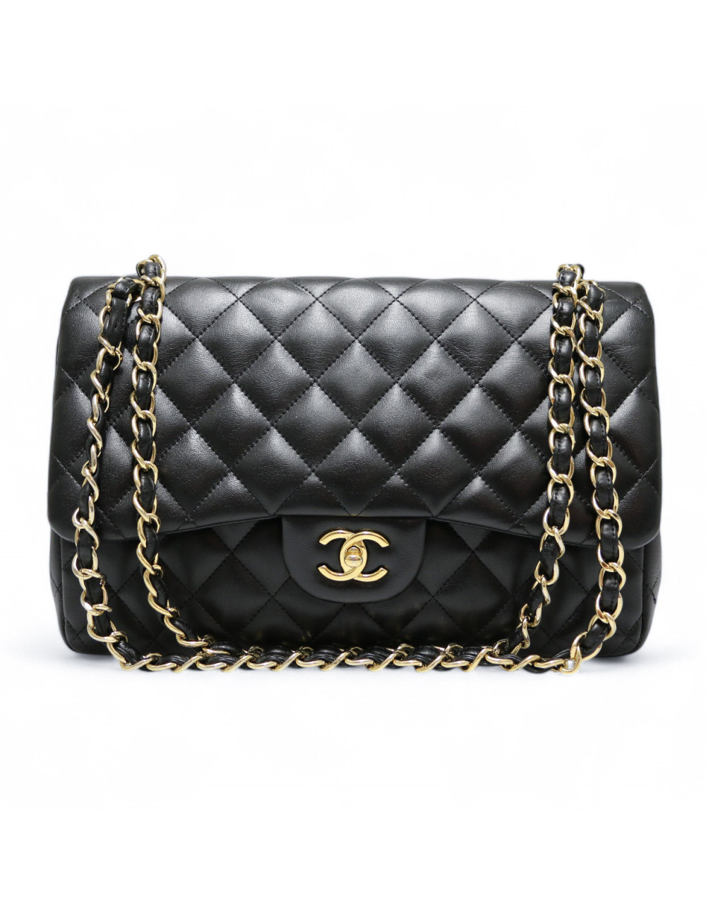 Jumbo CHANEL cuir lisse noir