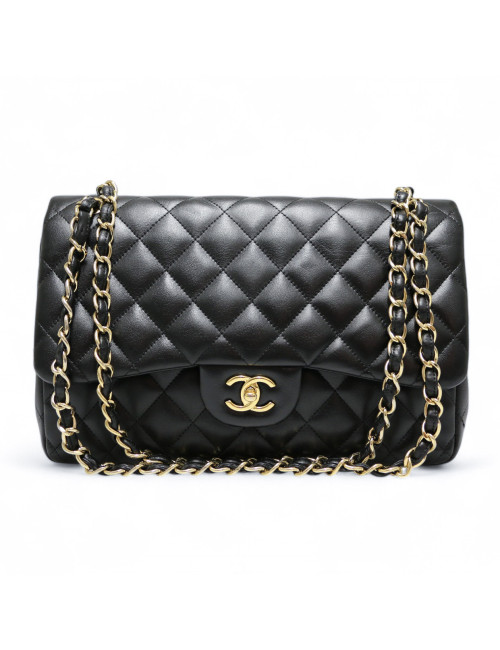 Jumbo CHANEL cuir lisse noir