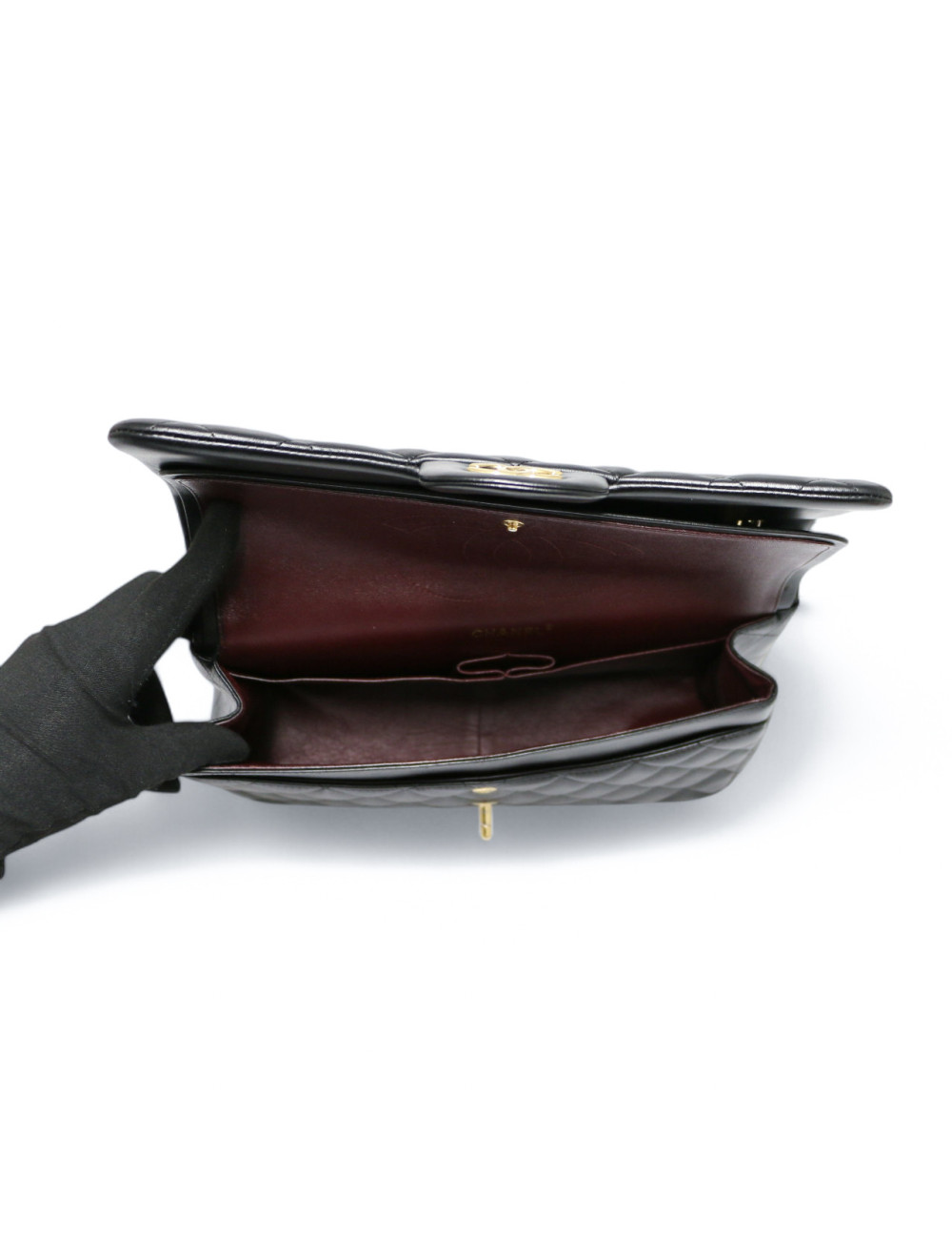 Jumbo CHANEL cuir lisse noir