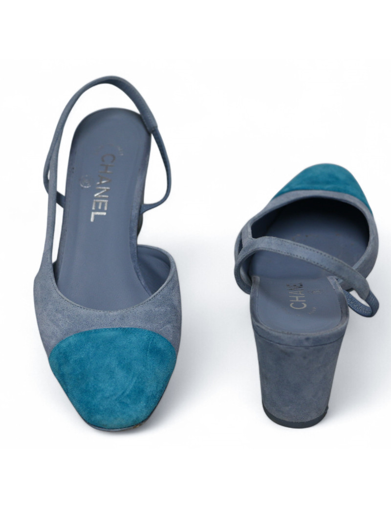 Slingback CHANELl t 40 suede bicolore