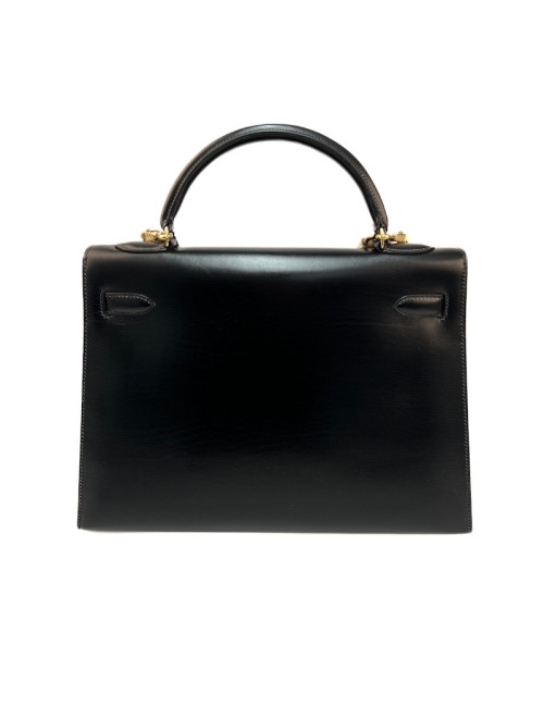 Kelly  32 HERMES  Sellier cuir  Box noir