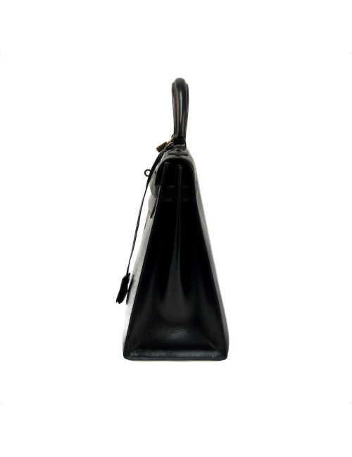 Kelly  32 HERMES  Sellier cuir  Box noir