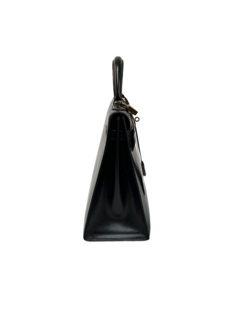 Kelly  32 HERMES  Sellier cuir  Box noir