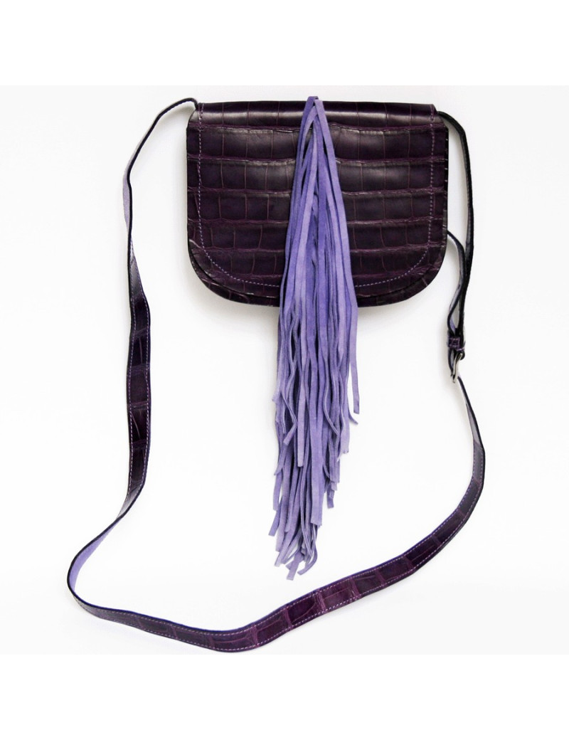Sac besace en crocodile violet  BALMAIN