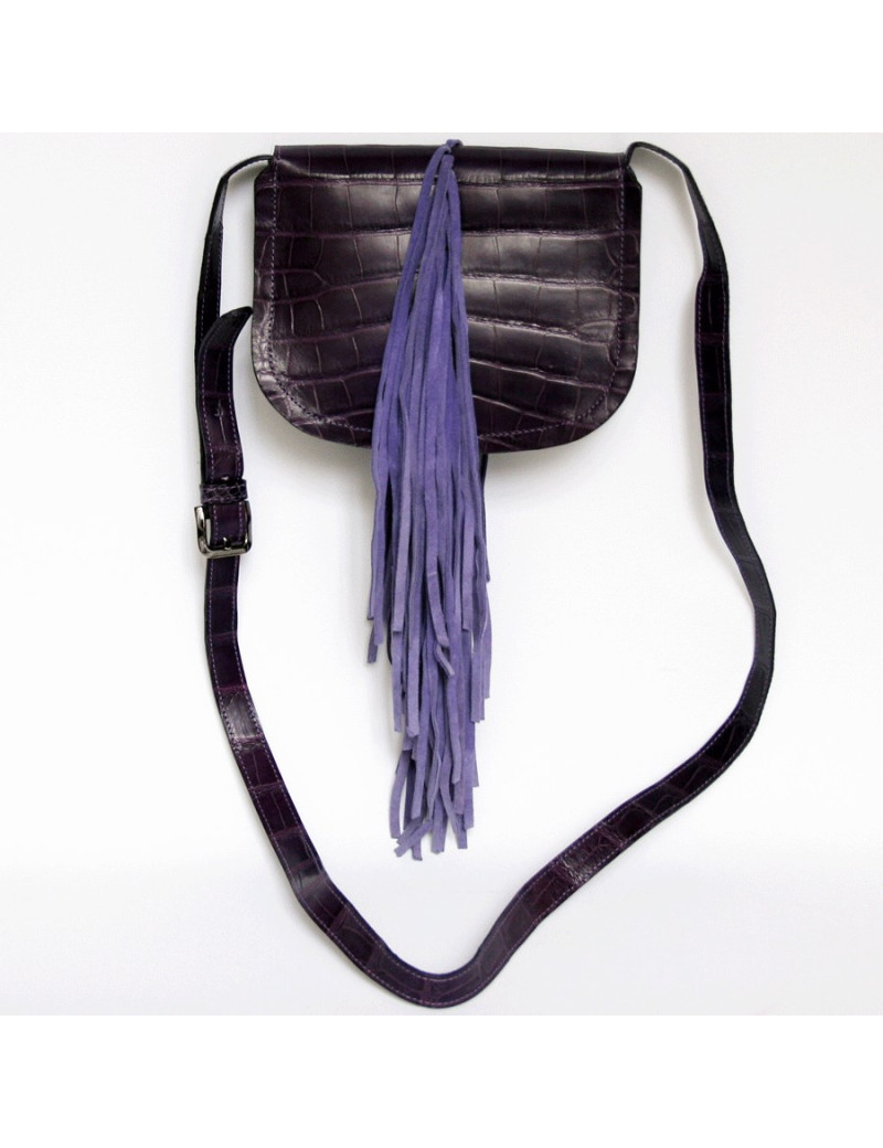 Sac besace en crocodile violet  BALMAIN