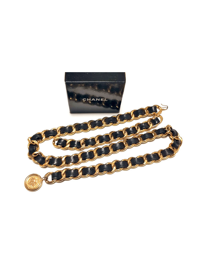 Ceinture gros CC cuir et métal CHANEL
