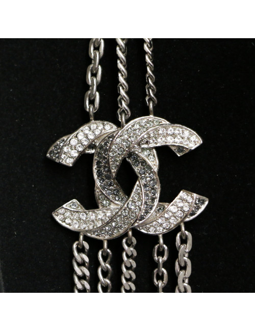 Sautoir CHANEL argent multi rangs