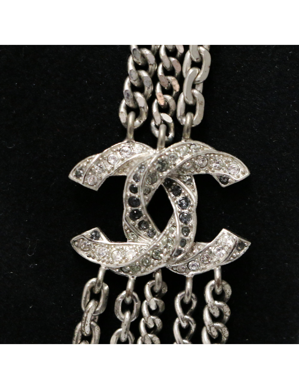 Sautoir CHANEL argent multi rangs