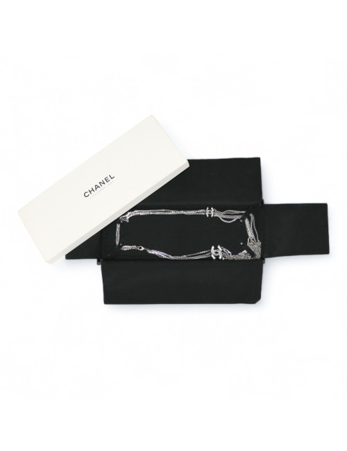 Sautoir CHANEL argent multi rangs