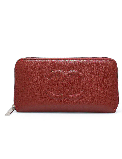 Compagnon CHANEL zippé grainé bordeaux