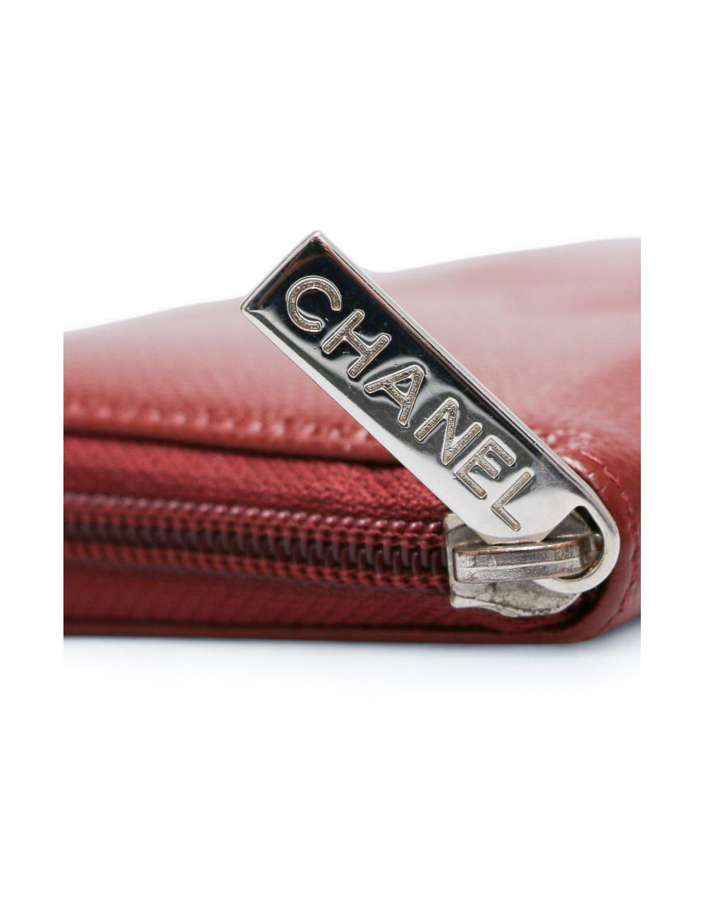 Compagnon CHANEL zippé grainé bordeaux
