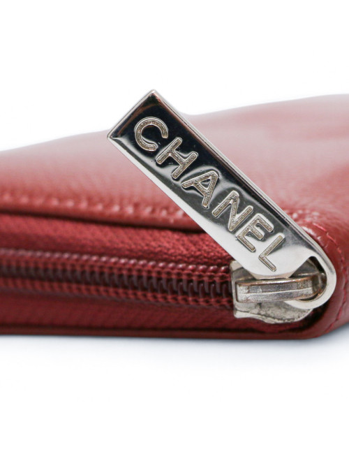 Compagnon CHANEL zippé grainé bordeaux