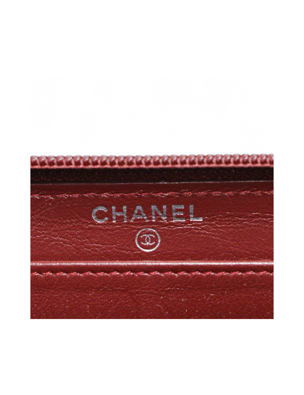 Compagnon CHANEL zippé grainé bordeaux