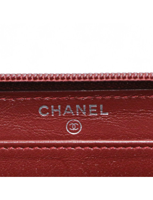 Compagnon CHANEL zippé grainé bordeaux
