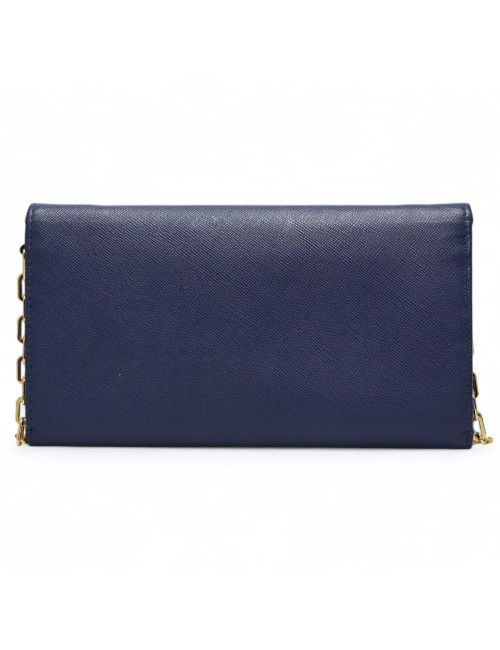 Sac pochette PRADA cuir Saffiano bleu