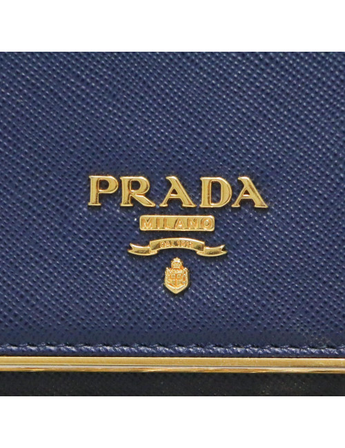 Sac pochette PRADA cuir Saffiano bleu