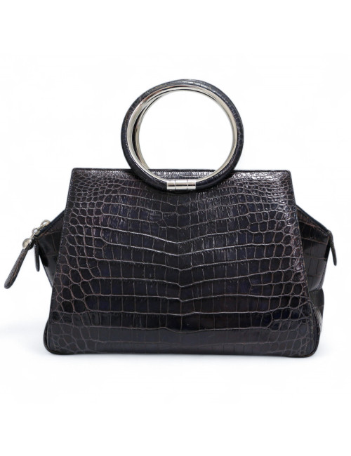 Sac Babe DIOR crocodile bleu foncé