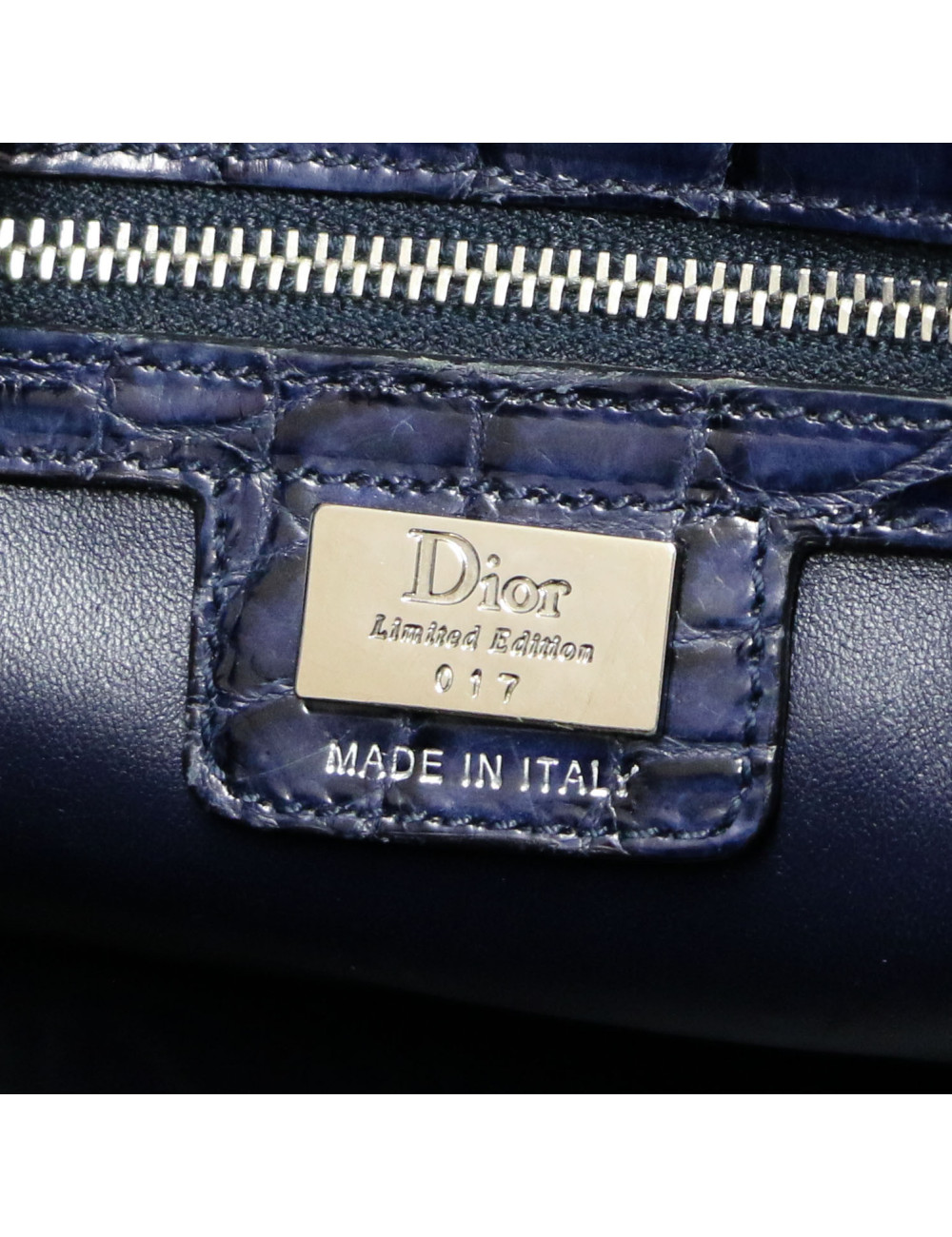 Sac Babe DIOR crocodile bleu foncé