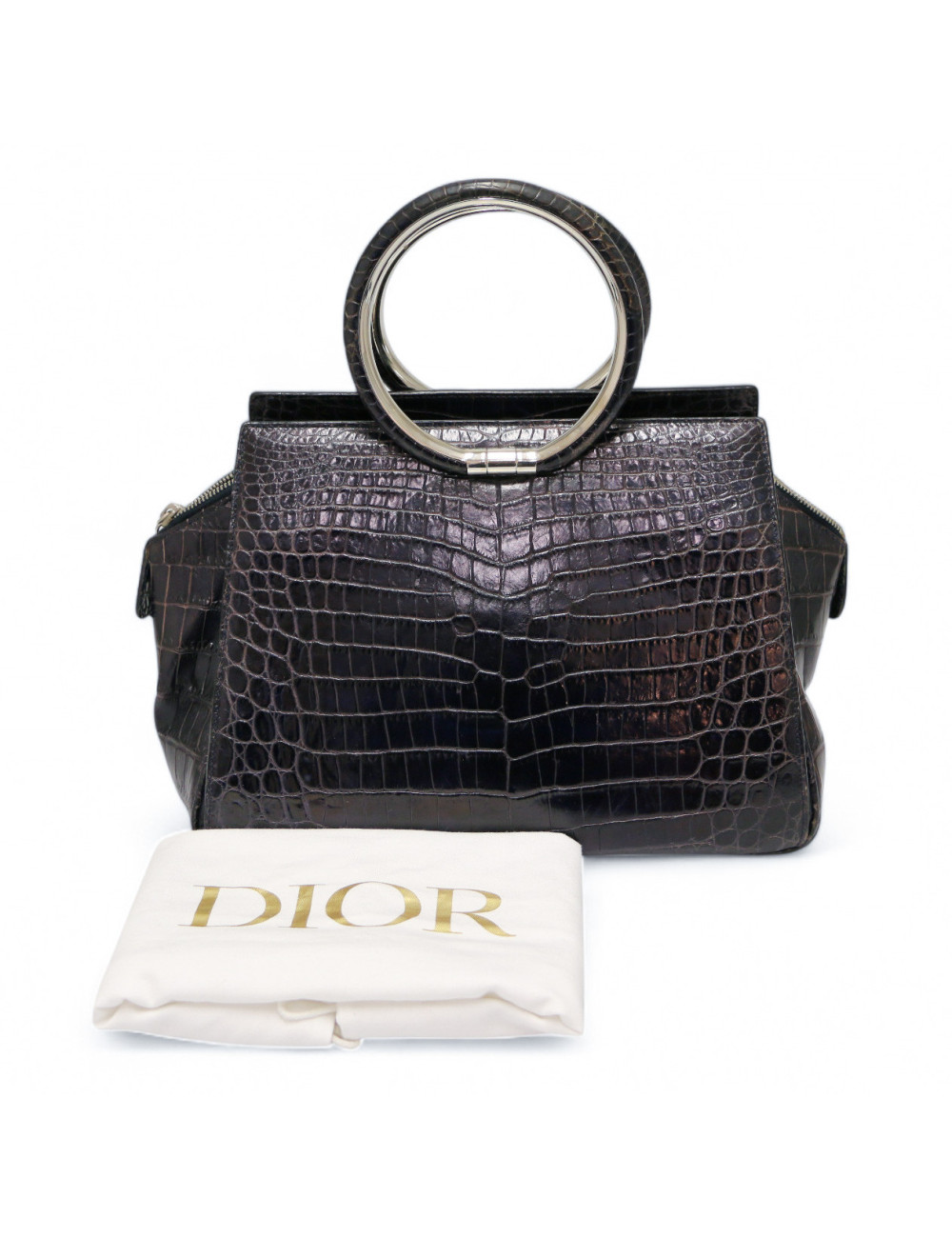 Sac Babe DIOR crocodile bleu foncé