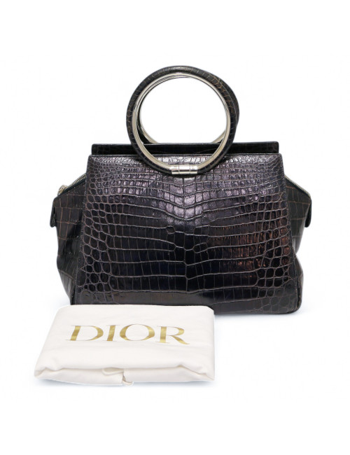 Sac Babe DIOR crocodile bleu foncé