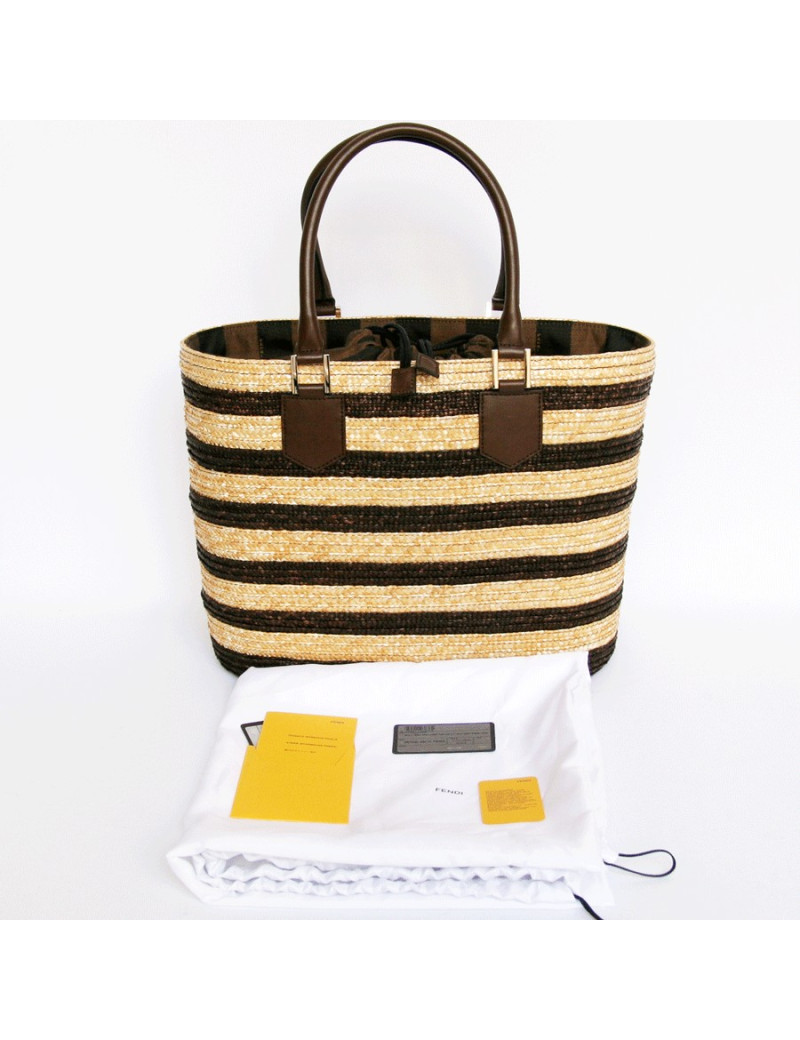 Cabas de plage FENDI en rafia