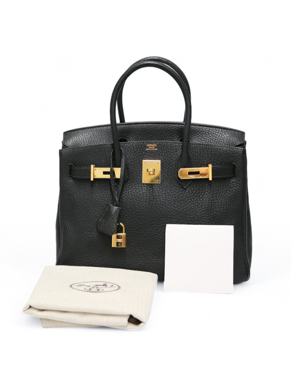 Birkin 30 HERMES cuir Fiord noir
