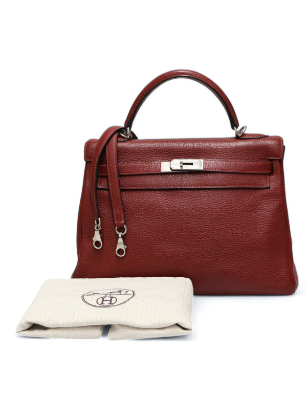 Kelly 32 HERMES cuir de veau Togo Bordeaux 2