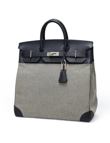 HAC 40 HERMES toile écrue bleue