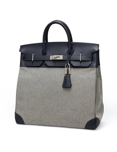 HAC 40 HERMES toile écrue bleue