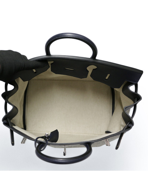 HAC 40 HERMES toile écrue bleue