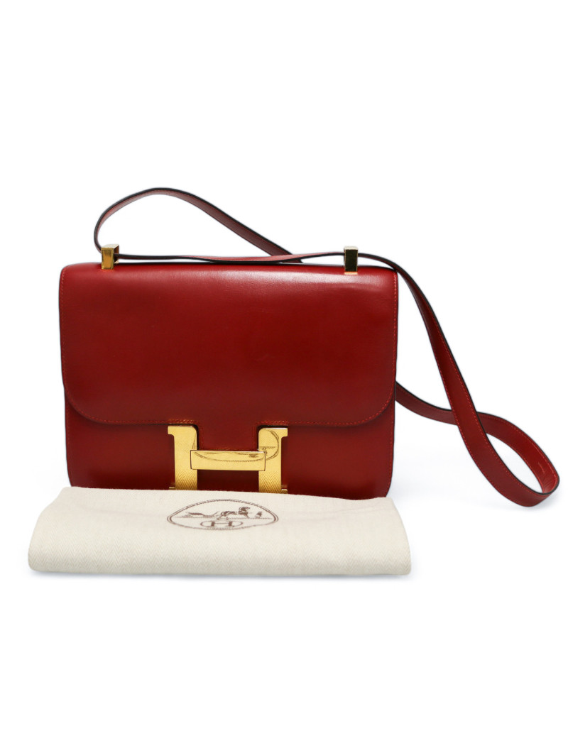 Constance HERMES cuir box rouge H
