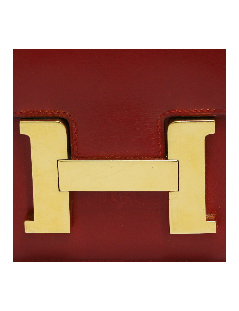 Constance HERMES cuir box rouge H