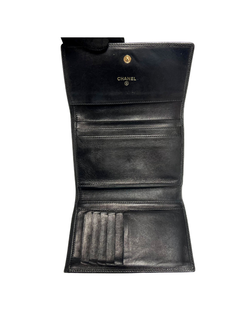 Compagnon CHANEL cuir grainé noir