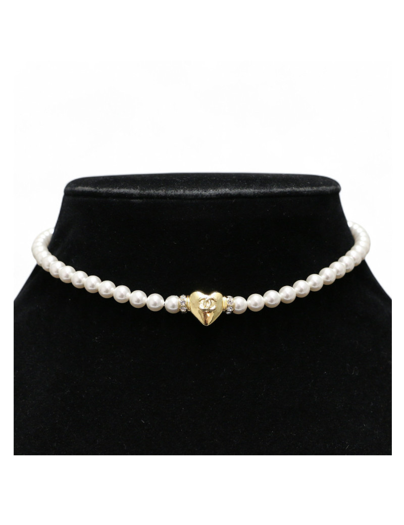 Ras de cou CHANEL perles et coeur